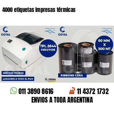 4000 etiquetas impresas térmicas