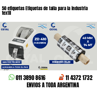 50 etiquetas Etiquetas de talla para la industria textil