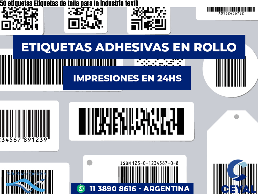 50 etiquetas Etiquetas de talla para la industria textil