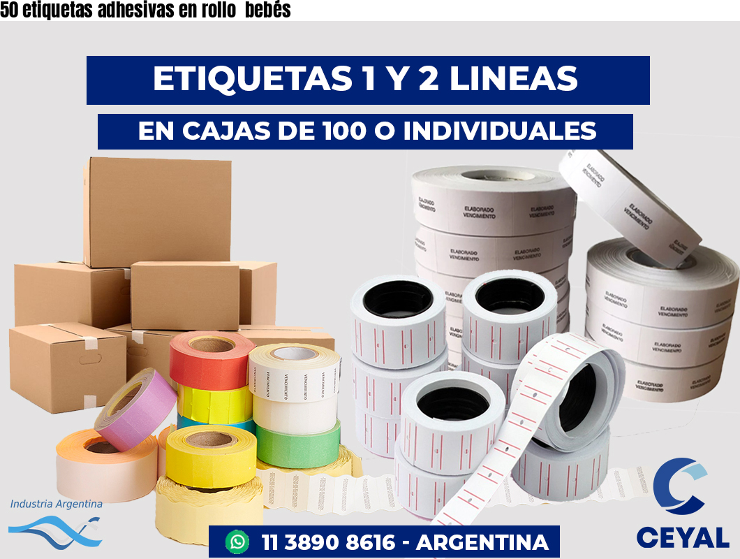 50 etiquetas adhesivas en rollo bebés