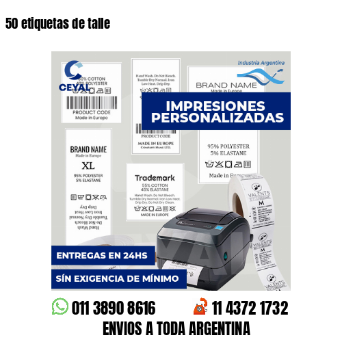50 etiquetas de talle