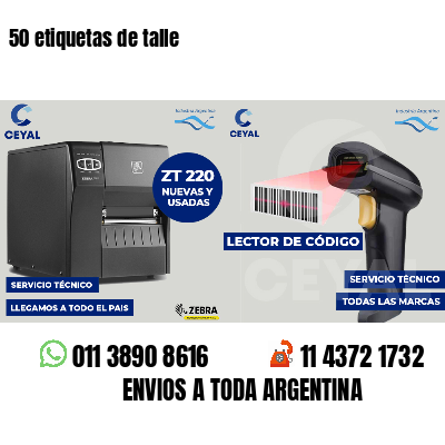 50 etiquetas de talle