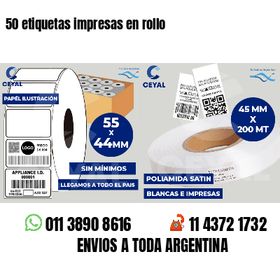 50 etiquetas impresas en rollo