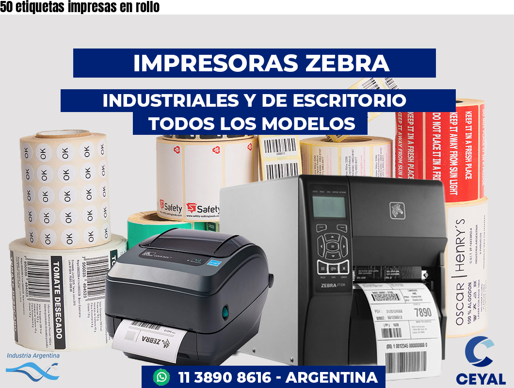 50 etiquetas impresas en rollo