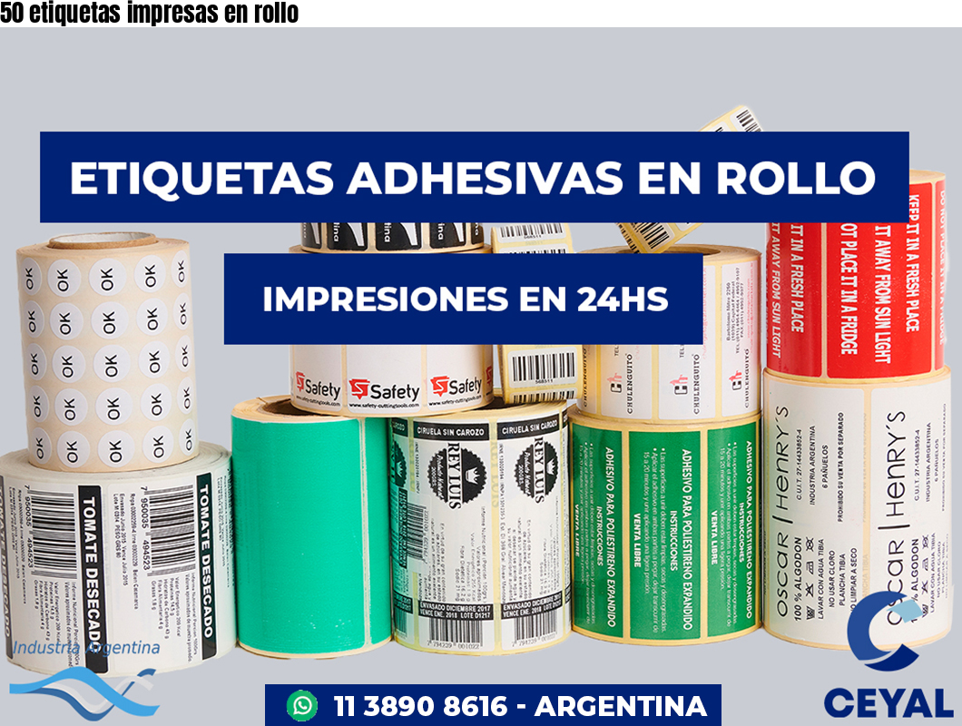 50 etiquetas impresas en rollo