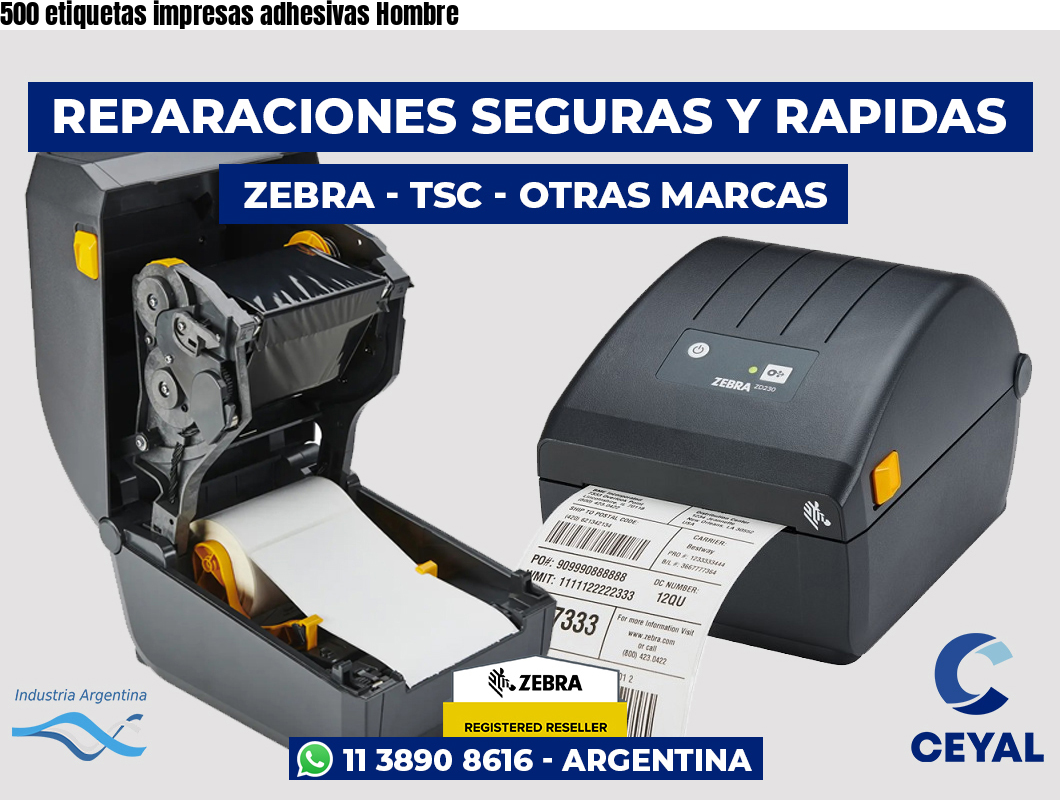 500 etiquetas impresas adhesivas Hombre