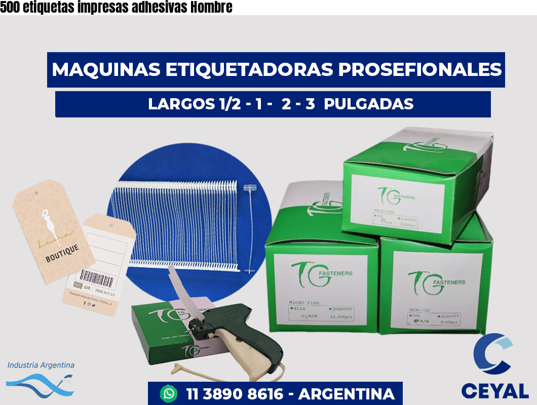 500 etiquetas impresas adhesivas Hombre