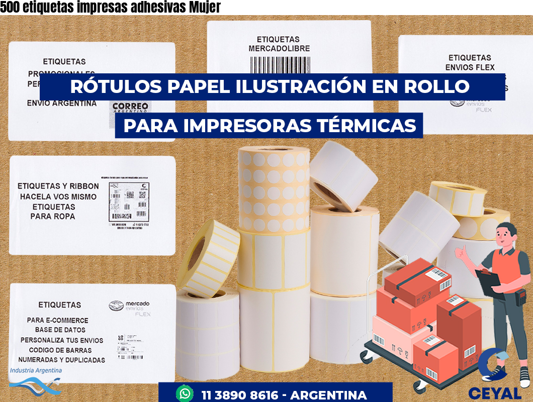 500 etiquetas impresas adhesivas Mujer