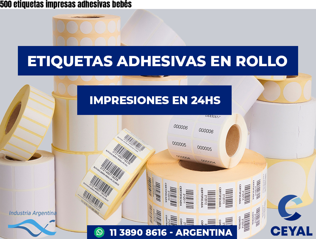 500 etiquetas impresas adhesivas bebés