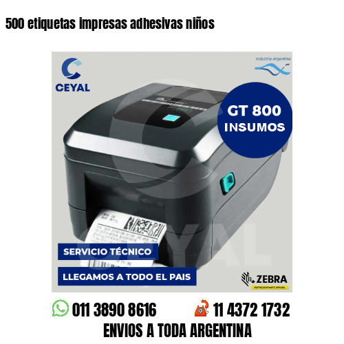 500 etiquetas impresas adhesivas niños