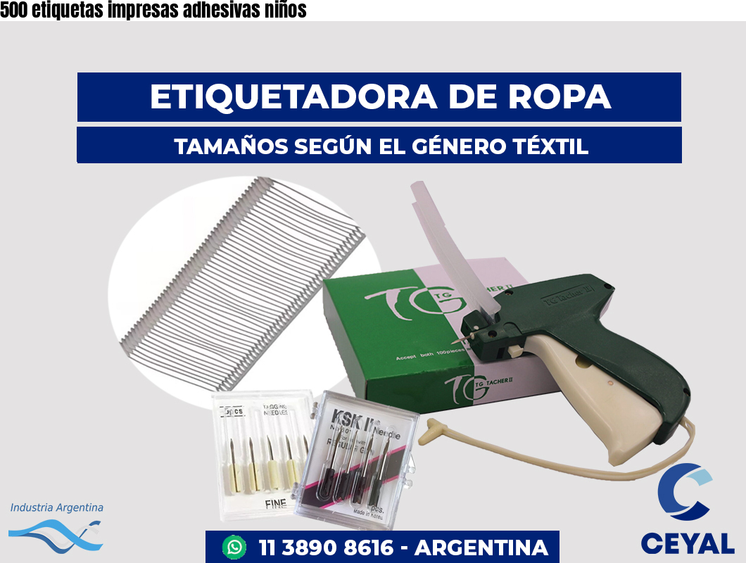 500 etiquetas impresas adhesivas niños