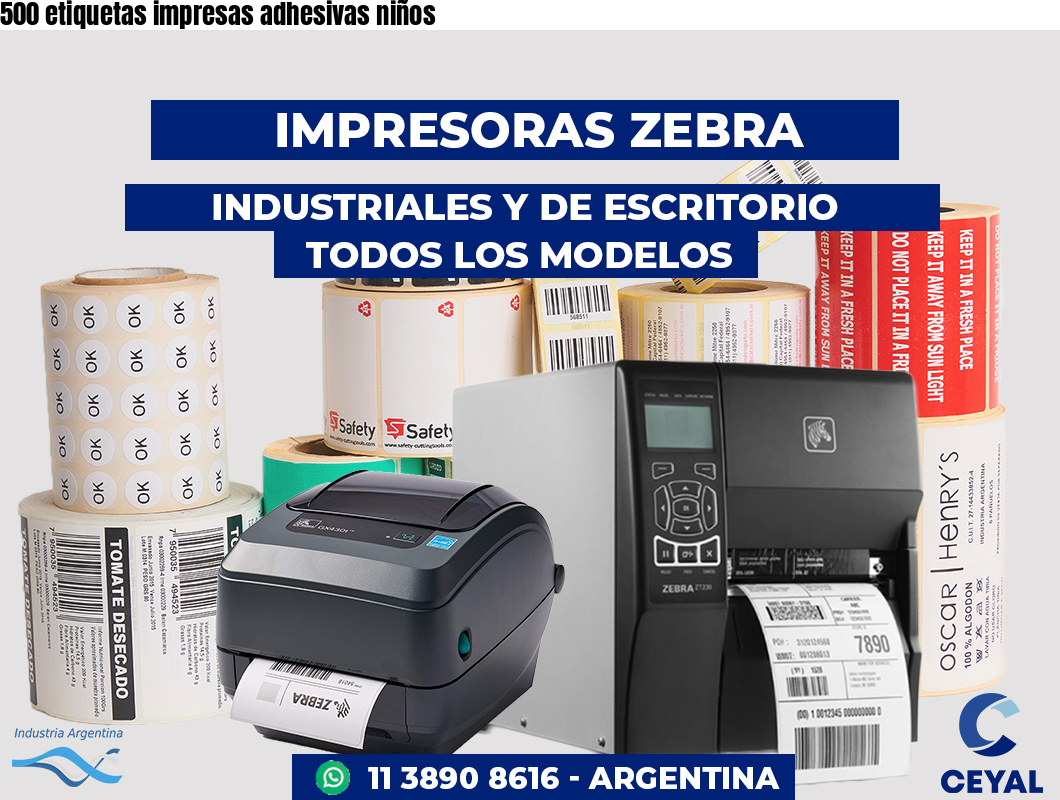 500 etiquetas impresas adhesivas niños