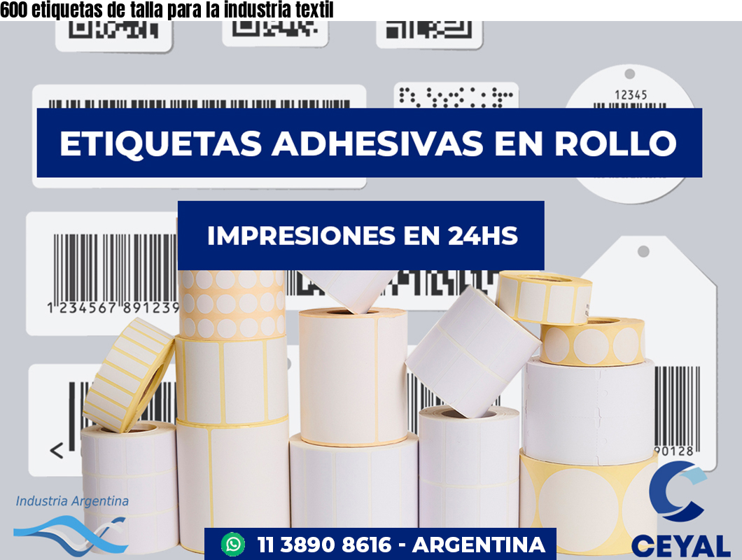 600 etiquetas de talla para la industria textil