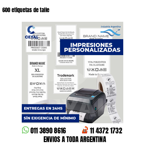 600 etiquetas de talle