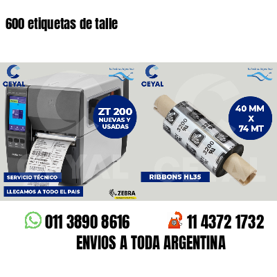 600 etiquetas de talle