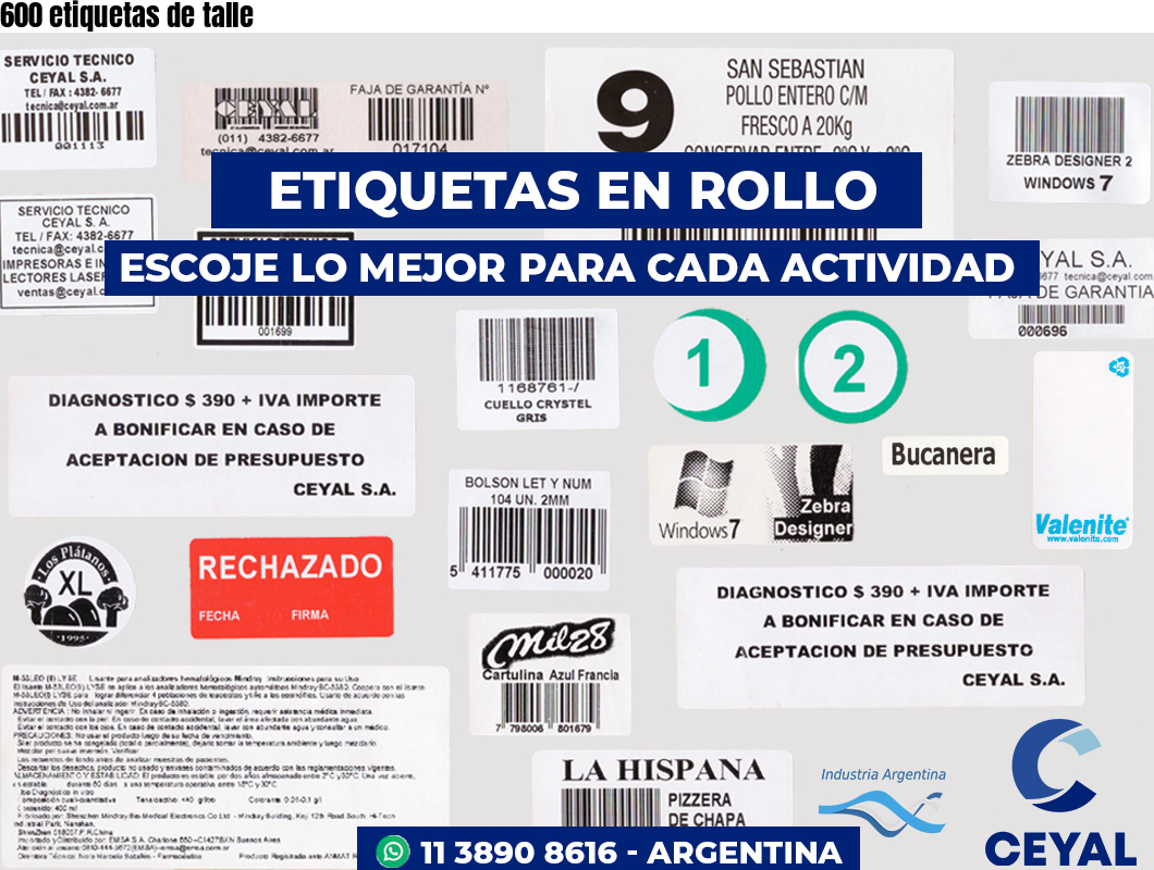 600 etiquetas de talle
