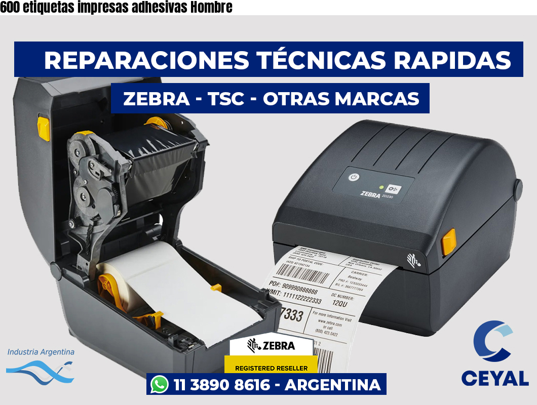 600 etiquetas impresas adhesivas Hombre