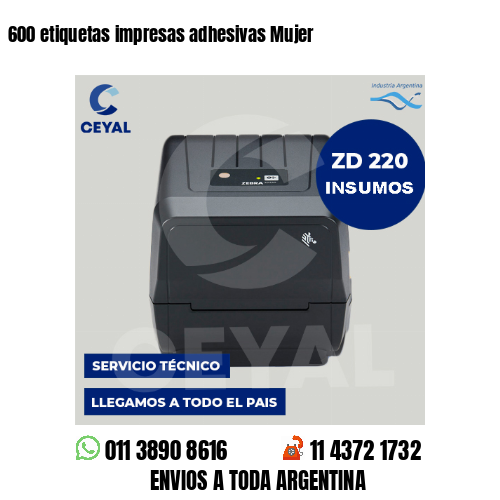 600 etiquetas impresas adhesivas Mujer