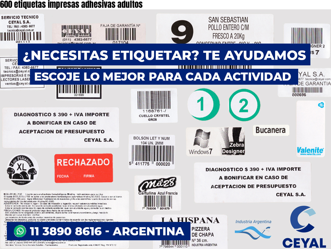 600 etiquetas impresas adhesivas adultos