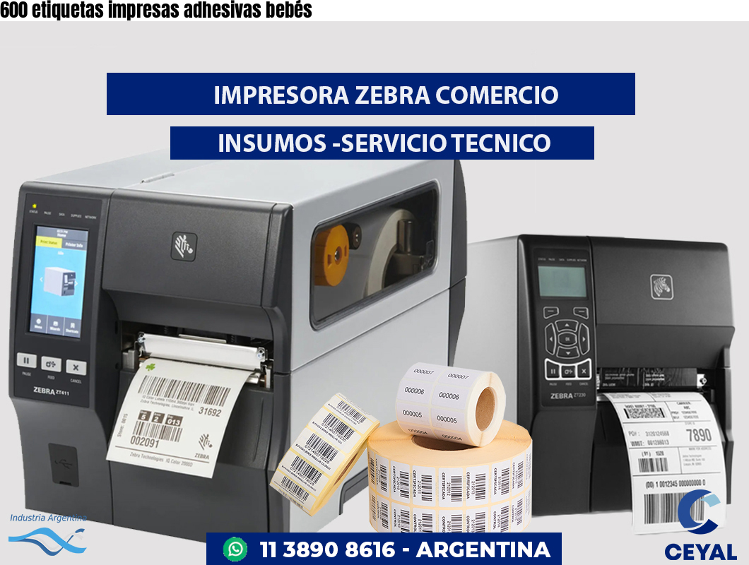 600 etiquetas impresas adhesivas bebés