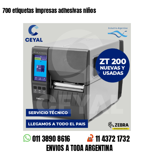 700 etiquetas impresas adhesivas niños