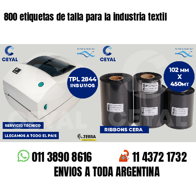 800 etiquetas de talla para la industria textil