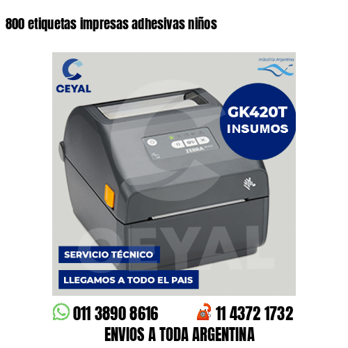 800 etiquetas impresas adhesivas niños