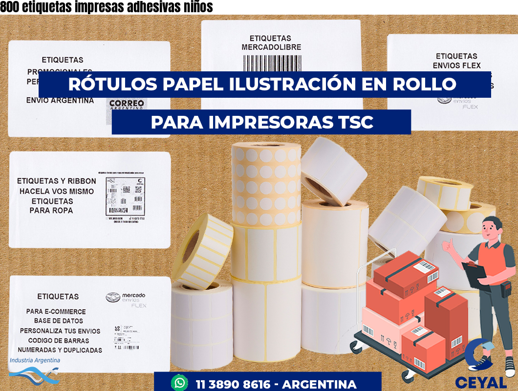 800 etiquetas impresas adhesivas niños