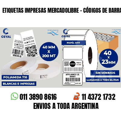 ETIQUETAS IMPRESAS MERCADOLIBRE - CÓDIGOS DE BARRA