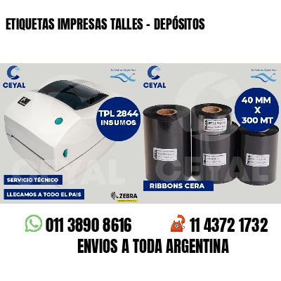 ETIQUETAS IMPRESAS TALLES - DEPÓSITOS