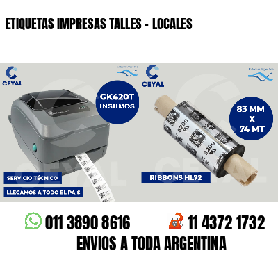 ETIQUETAS IMPRESAS TALLES - LOCALES