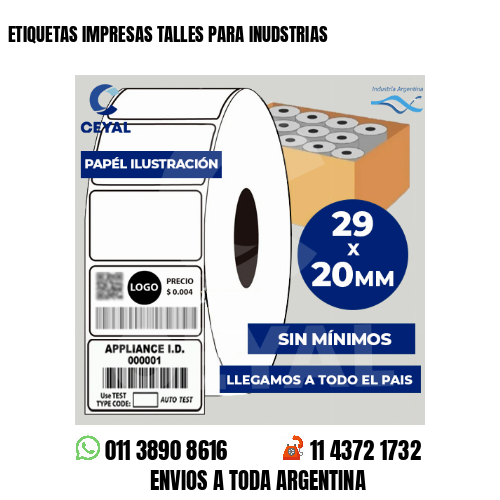 ETIQUETAS IMPRESAS TALLES PARA INUDSTRIAS