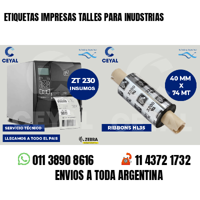 ETIQUETAS IMPRESAS TALLES PARA INUDSTRIAS