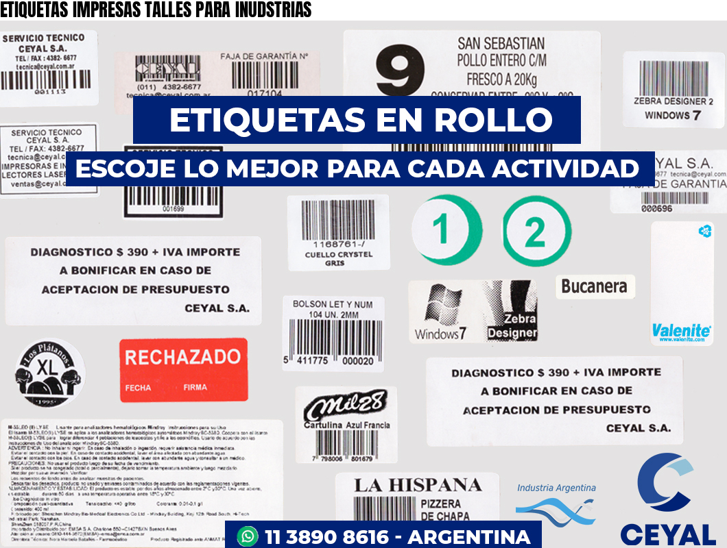 ETIQUETAS IMPRESAS TALLES PARA INUDSTRIAS