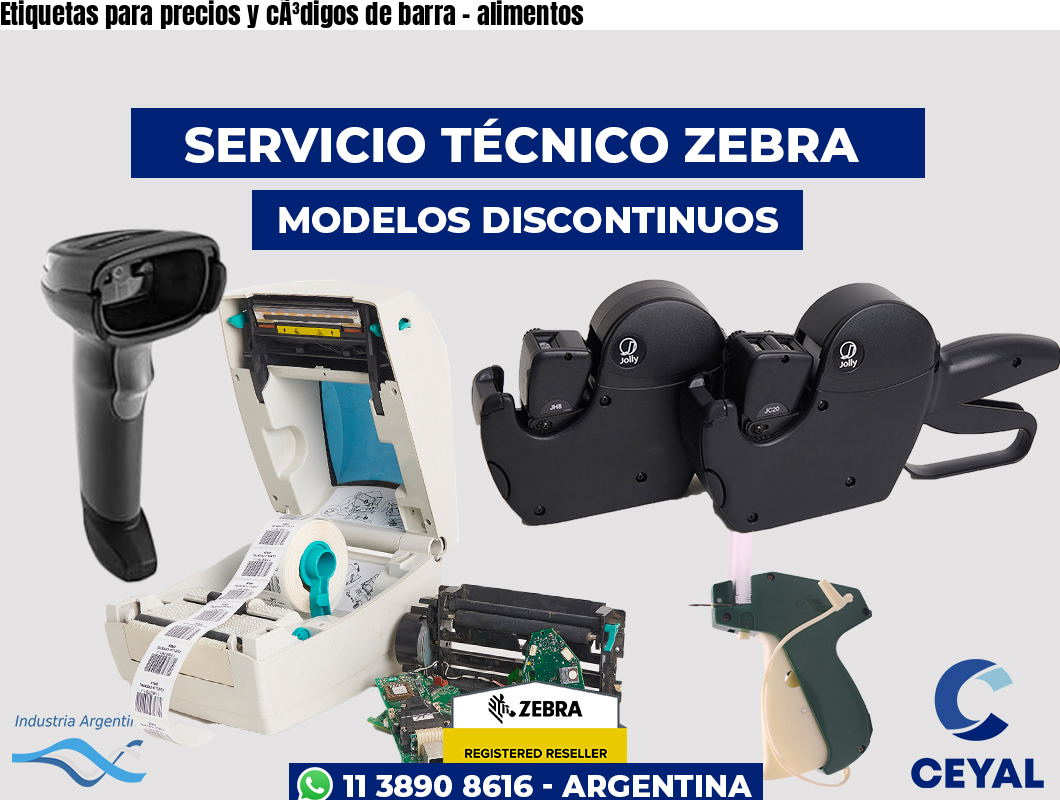 Etiquetas para precios y códigos de barra - alimentos