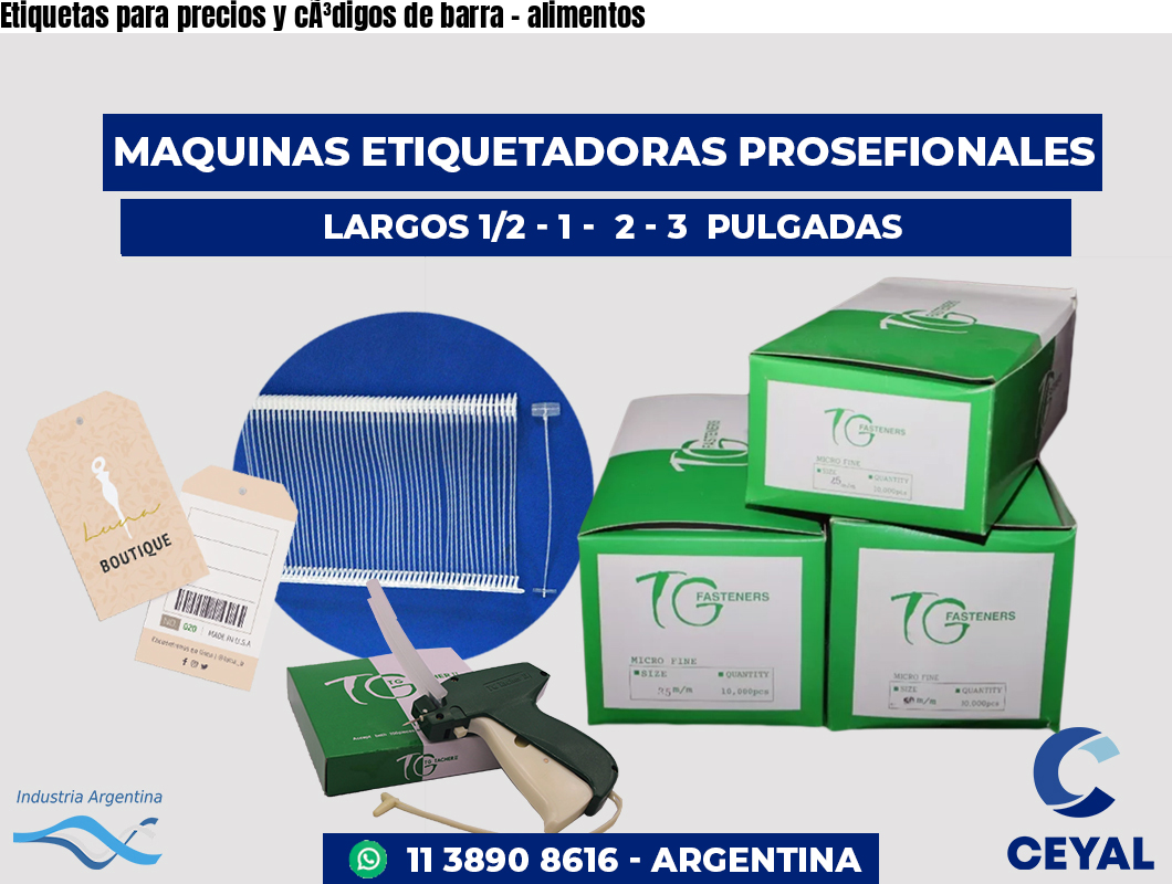 Etiquetas para precios y códigos de barra - alimentos