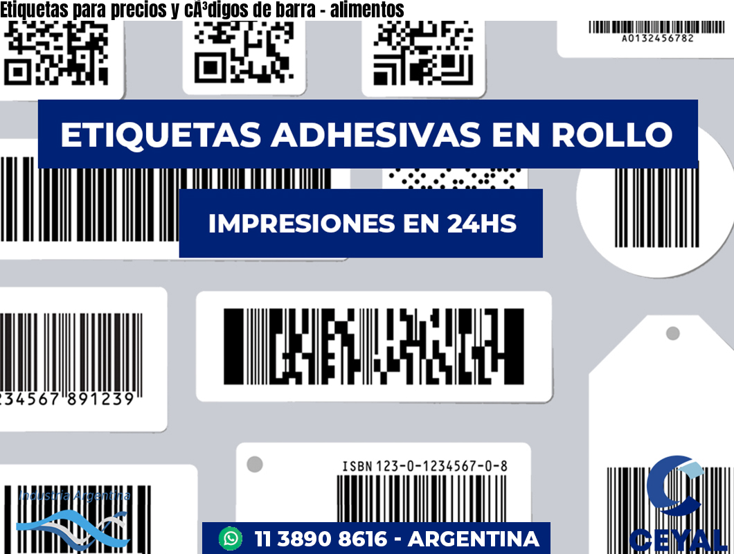 Etiquetas para precios y cÃ³digos de barra – alimentos