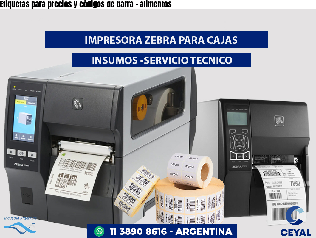Etiquetas para precios y códigos de barra - alimentos