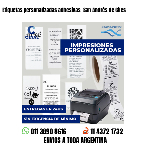 Etiquetas personalizadas adhesivas San Andrés de Giles