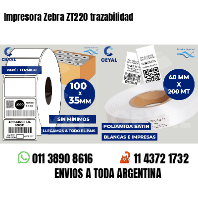 Impresora Zebra ZT220 trazabilidad