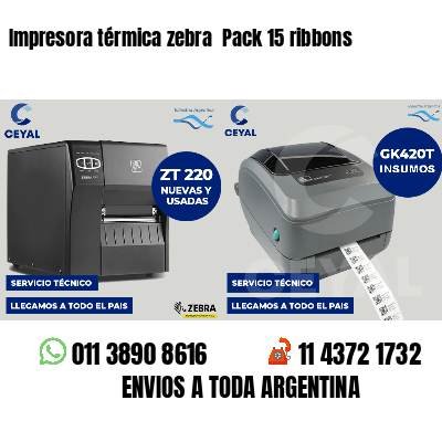 Impresora térmica zebra Pack 15 ribbons