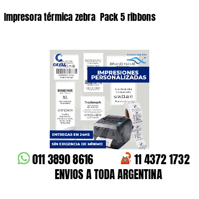 Impresora térmica zebra Pack 5 ribbons
