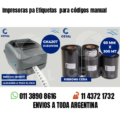 Impresoras pa Etiquetas para códigos manual