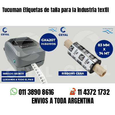 Tucuman Etiquetas de talla para la industria textil
