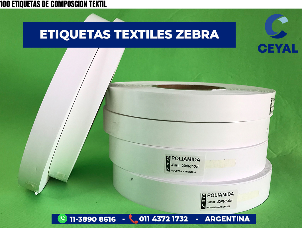100 ETIQUETAS DE COMPOSCION TEXTIL
