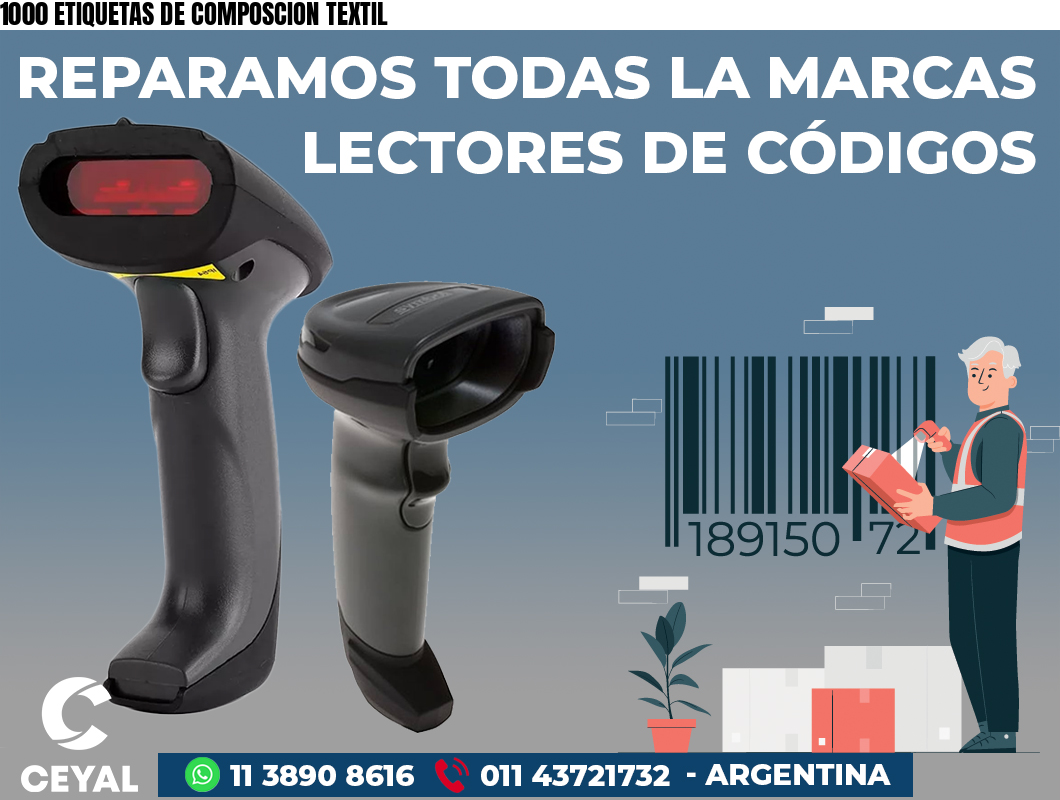 1000 ETIQUETAS DE COMPOSCION TEXTIL