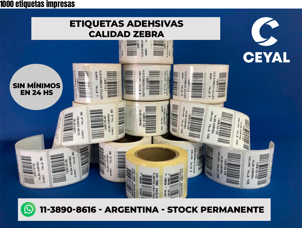 1000 etiquetas impresas