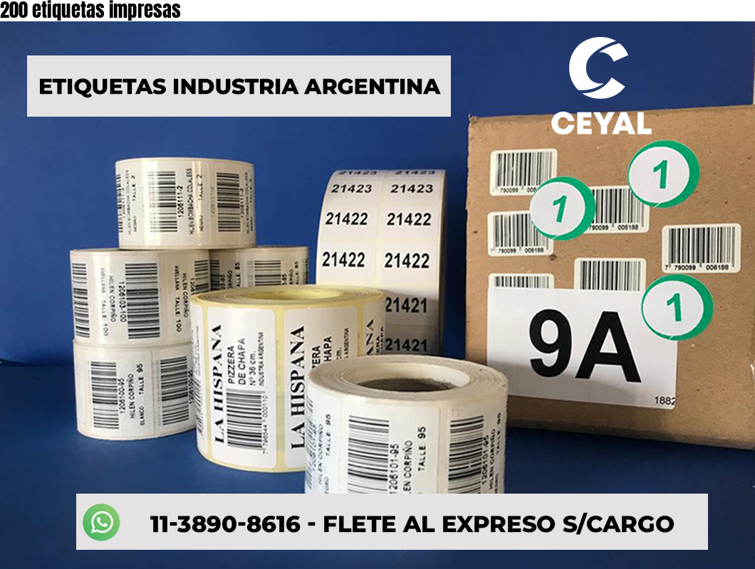 200 etiquetas impresas