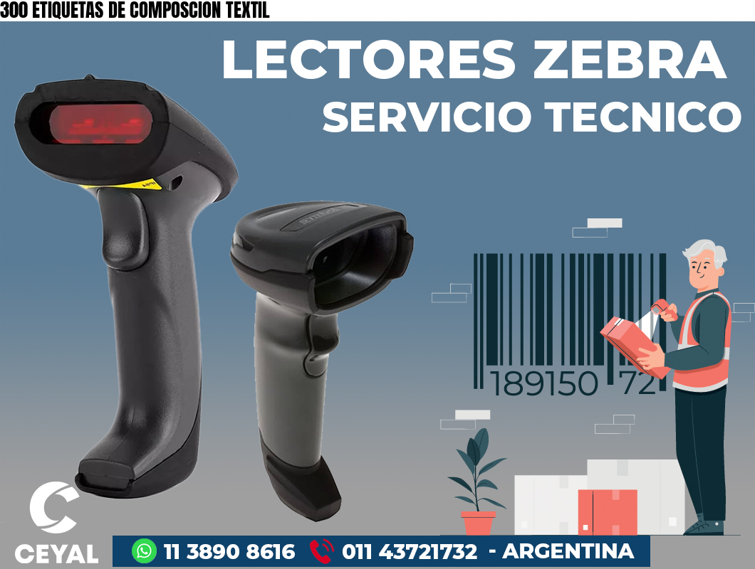 300 ETIQUETAS DE COMPOSCION TEXTIL