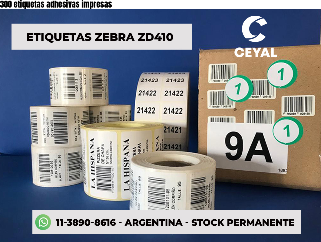 300 etiquetas adhesivas impresas